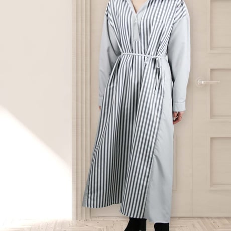 diploa | VERTICAL STRIPE BELTED DRESS