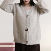 diploa | METAL BUTTON UP FUZZY CARDIGAN