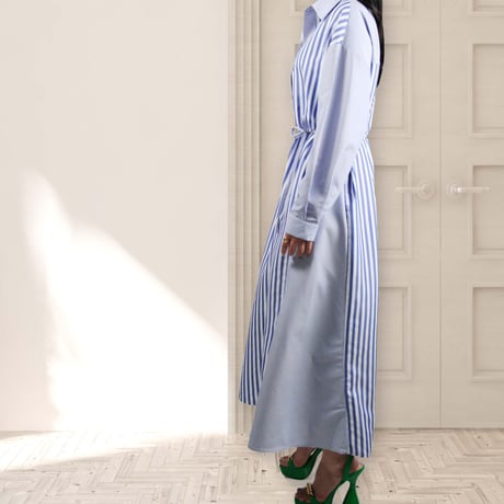 diploa | VERTICAL STRIPE BELTED DRESS
