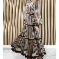 diploa | LANTERN SLEEVE STRIPED DRESS