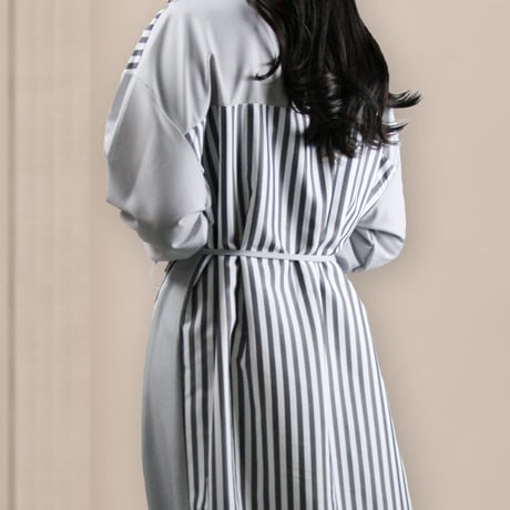 diploa | VERTICAL STRIPE BELTED DRESS