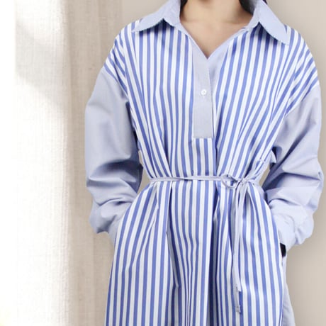 diploa | VERTICAL STRIPE BELTED DRESS