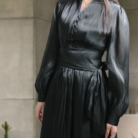 diploa | STAND-UP COLLAR LONG DRESS