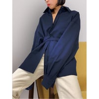 diploa | TIE BELTED OVERSIZED SHIRT | Navy