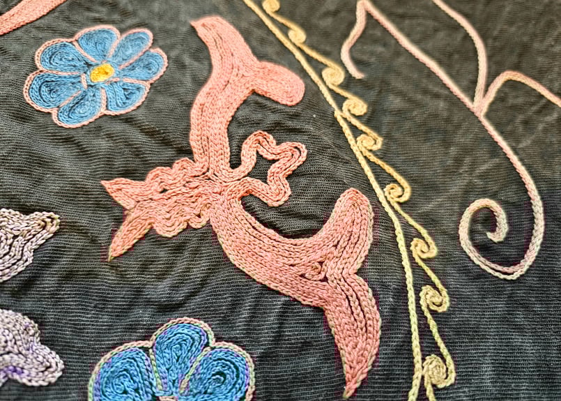 ビンテージ刺繍布の壁掛け(三角形)【クルグズスタン Saima製 ビンテージ刺繍布の壁掛け(三角形)【クルグズスタン Saima製