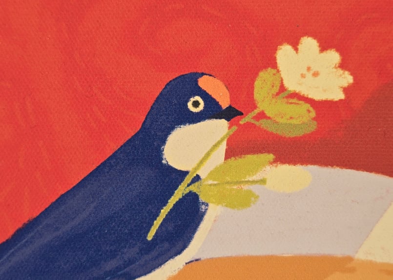 アートパネル「春のつばめ」【カザフスタン Bakyt Shuketayev】BA-AP2