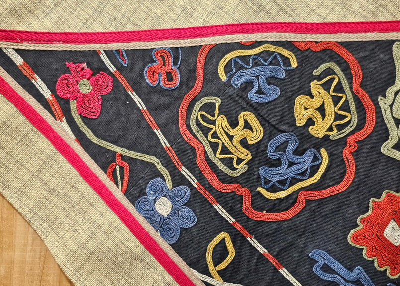 ビンテージ刺繍布の壁掛け（三角形）【クルグズスタン Saima製】SM-TK2