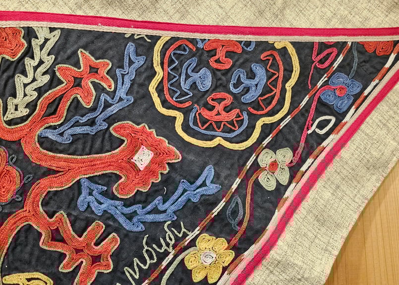 ビンテージ刺繍布の壁掛け(三角形)【クルグズスタン Saima製 ビンテージ刺繍布の壁掛け(三角形)【クルグズスタン Saima製