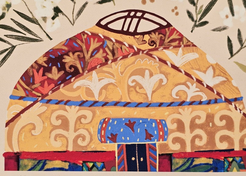 アートパネル「花咲くユルタ」【カザフスタン Aigerim Karibayeva】AA アートパネル「花咲くユルタ」【カザフスタン Aigerim Karibayeva】AA