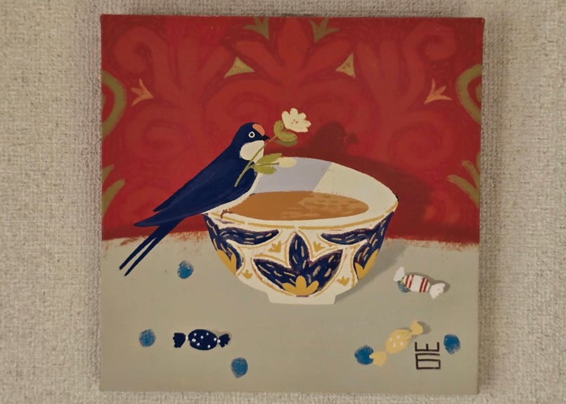 アートパネル「春のつばめ」【カザフスタン Bakyt Shuketayev】BA-AP2