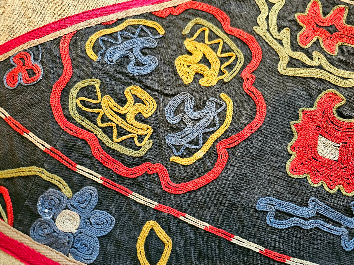 ビンテージ刺繍布の壁掛け（三角形）【クルグズスタン Saima製】SM-TK2