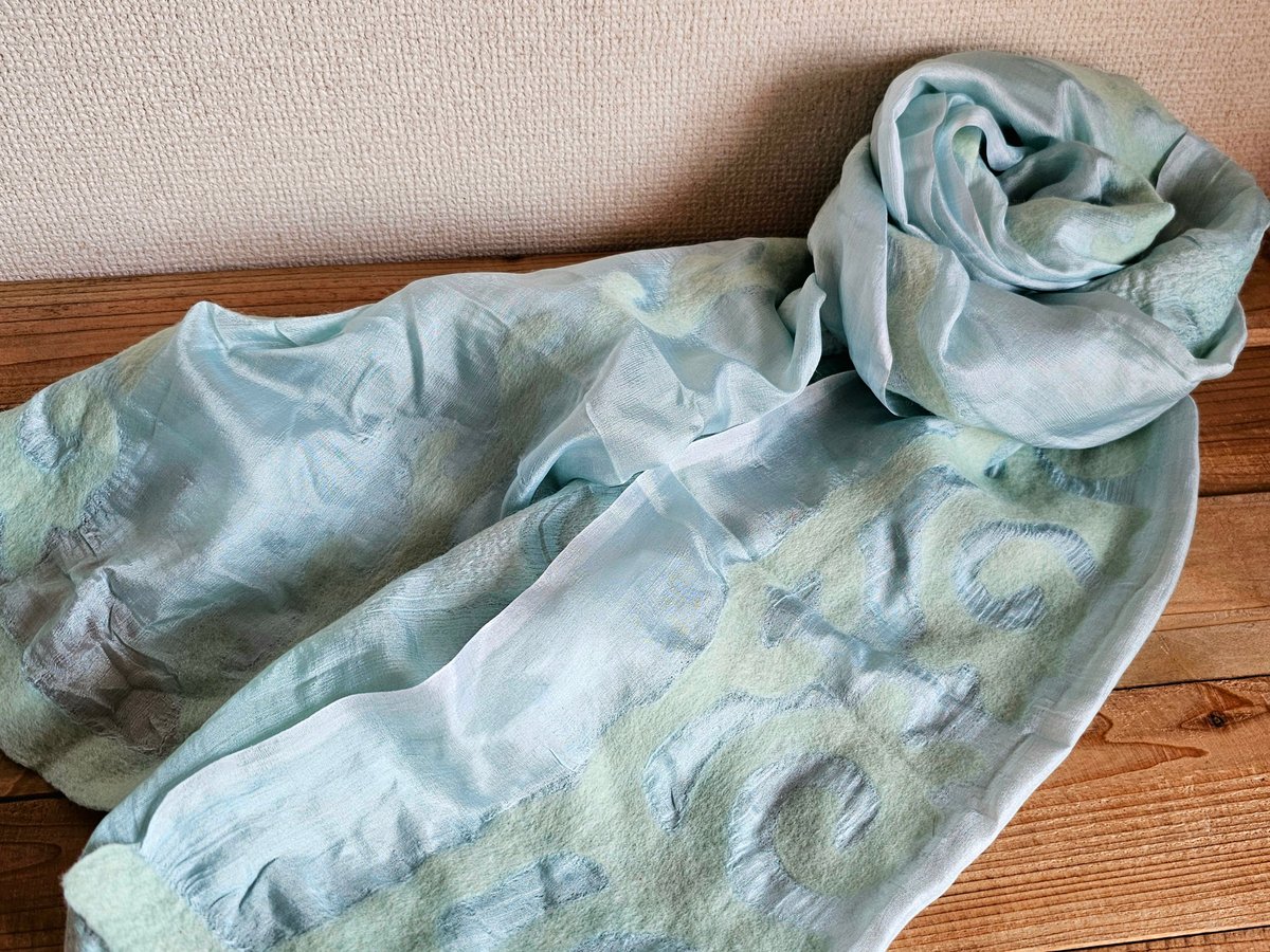 シルク×羊毛フェルト ストール大片面【クルグズスタン 7 sisters製】SS