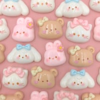 【D897-1】クマ　ウサギ　ネコ　イヌ　フェイス　4個セット　ミックス