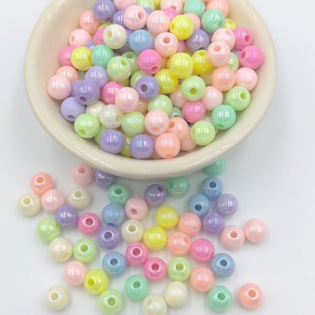 【B113】オーロラ　ビーズ　ラウンド　6ｍｍ　20g　カラーミックス