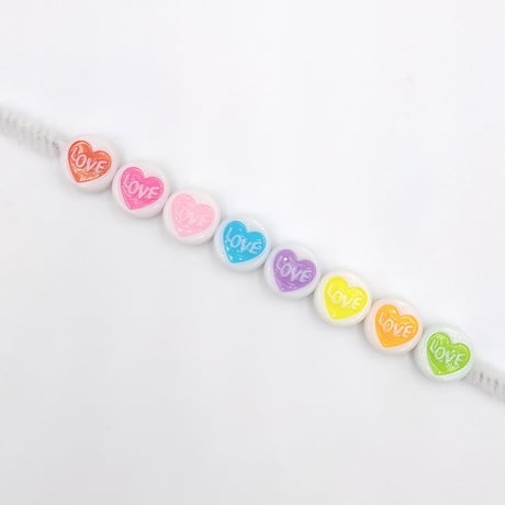【B138】LOVE　ラウンド　ビーズ　10mm　10g　カラーミックス