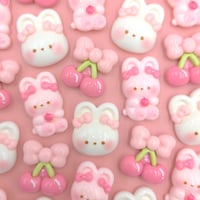 【D901】ウサギ　サクランボ　リボン　3個セット