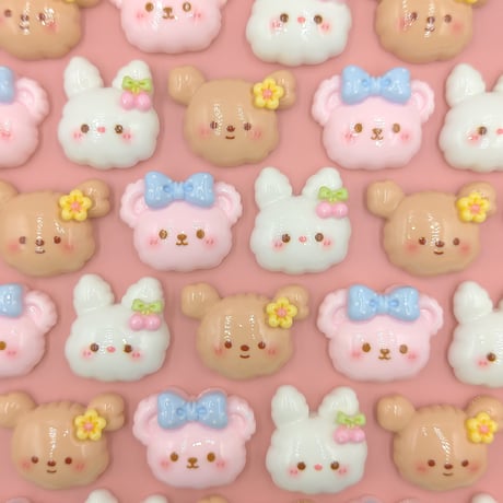 【D786】ウサギ　クマ　イヌ  フェイス　3個セット