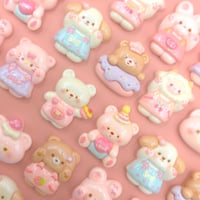 【D895-1】クマ　ネコ　イヌ　ヒツジ　ウサギ　ドーナツ　ラメ　9個セット　ミックス