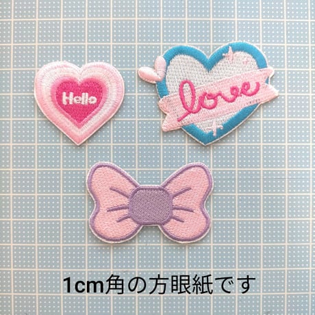 【W14】Hello  love  ハート  リボン  絆創膏　1枚