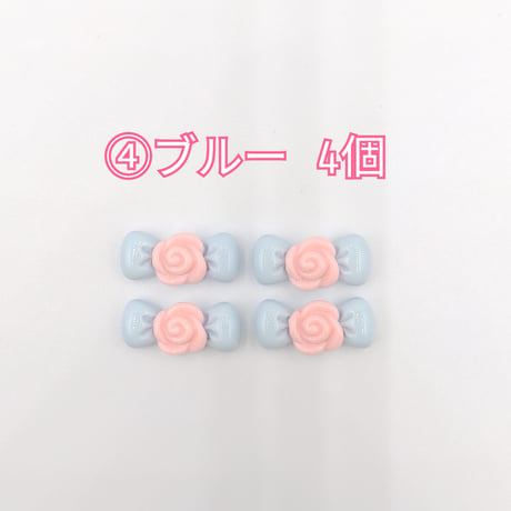 【D721】ミニ　リボン　バラ　4個セット