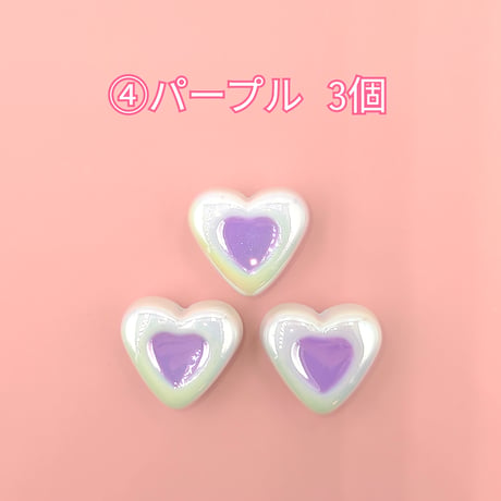 【B157】ハート　オーロラ　ビーズ　3個セット