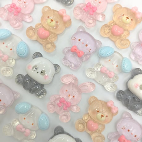 【D673-1】ウサギ　クマ　ネコ　パンダ　イヌ　5個セット　ミックス