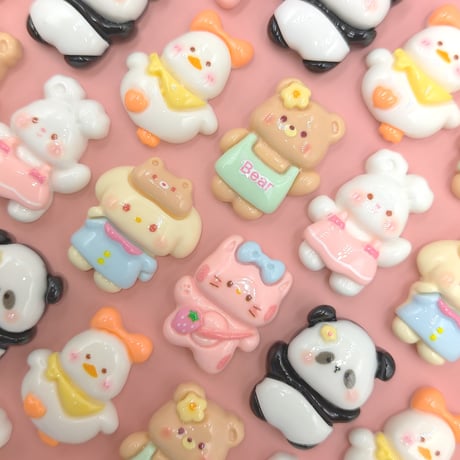 【D894-1】ウサギ　クマ　ネコ　ヒツジ　アヒル　パンダ　6個セット　ミックス