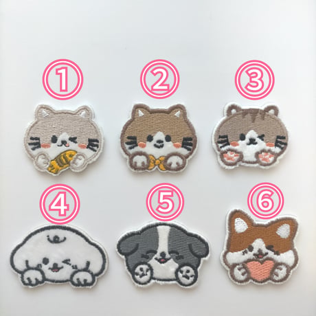 【W25】ネコ　イヌ　ワッペン　1枚