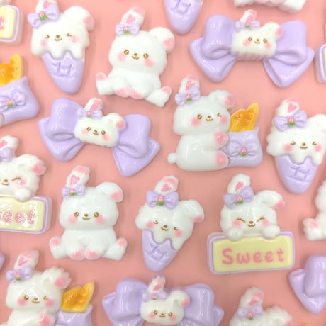 【D772-2】ウサギ　リボン　アイスクリーム　Sweet　同種類3個
