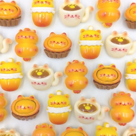 【D861-2】ネコ　パン　ケーキ　コーヒー　ドリンク　同種類3個
