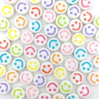 【B65】スマイル　ホワイト　ビーズ　10mm　20g　カラーミックス