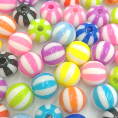 【B2】ストライプ　ビーズ　12mm　同色4個セット