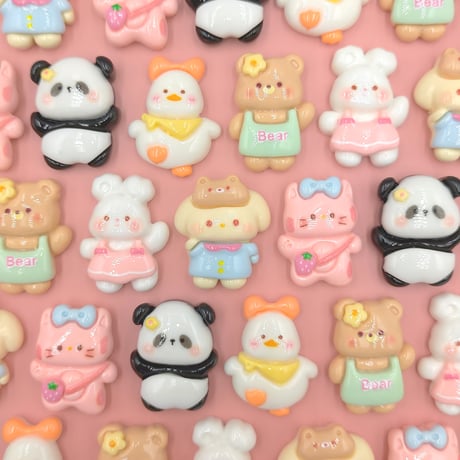 【D894-1】ウサギ　クマ　ネコ　ヒツジ　アヒル　パンダ　6個セット　ミックス