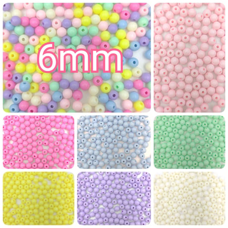 【B22】パステル　ビーズ　ラウンド　6mm　20g