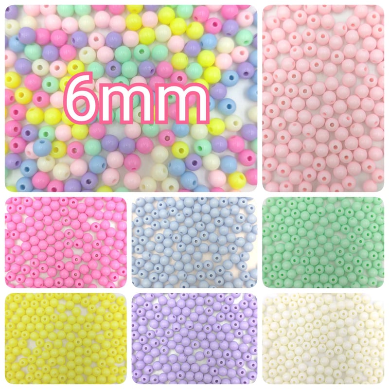B22】パステル ビーズ ラウンド 6mm 20g | inree