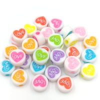 【B138】LOVE　ラウンド　ビーズ　10mm　10g　カラーミックス