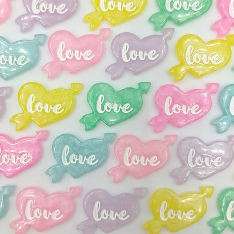 【D813-1】love ハート  6個セット　カラーミックス