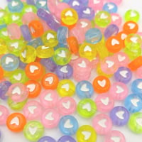 【B12】ハート　ビーズ　ラウンド 　7mm   20g　カラーミックス