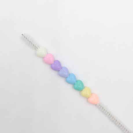 【B127】ハート　パステル　ビーズ　7mm　20g　カラーミックス