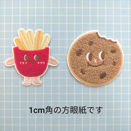 【W12】ポップコーン　サンドイッチ　クッキー　フライドポテト　ワッペン　1枚