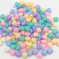 【B127】ハート　パステル　ビーズ　7mm　20g　カラーミックス
