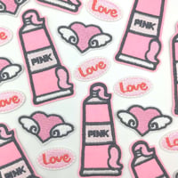【W9】PINK　ハート　Love　絵具　ワッペン