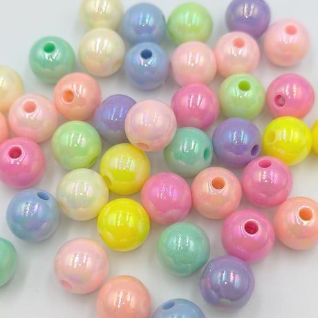 【B26】ラウンド　オーロラ　ビーズ　10mm　20g　カラーミックス