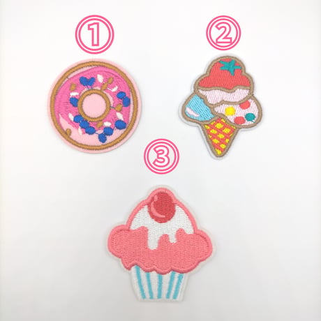 【W8】ドーナツ　アイスクリーム　カップケーキ  ワッペン