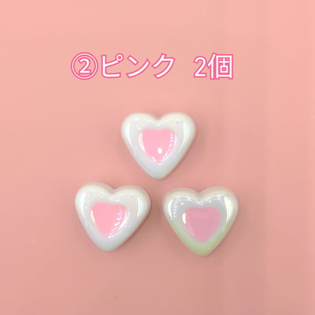 【B157】ハート　オーロラ　ビーズ　3個セット