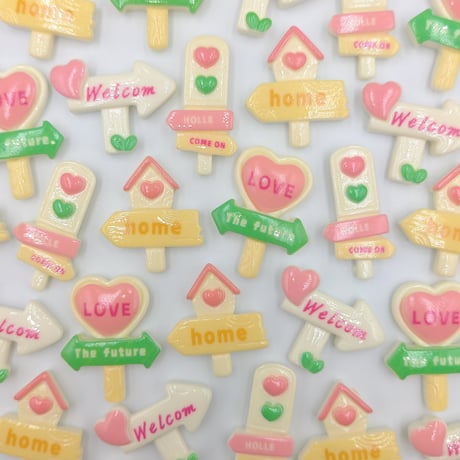 【D773-1】標識　LOVE　Welcome home　4個セット　ミックス