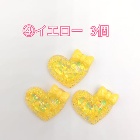【D845-2】ハート　リボン　ラメ　同色3個