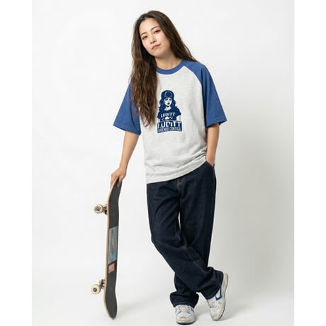 Raglan Sleeve T-Shirt / Ash-Navy<L-25-167>