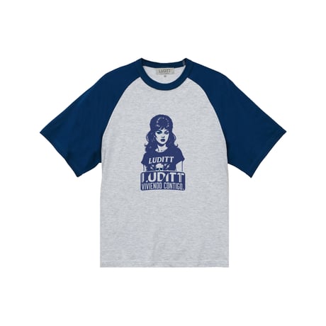 Raglan Sleeve T-Shirt / Ash-Navy<L-25-167>