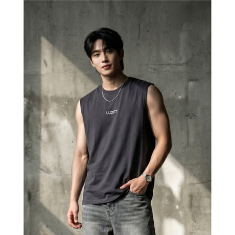 Cut-off Sleeveless / Charcoal<L-24-146>